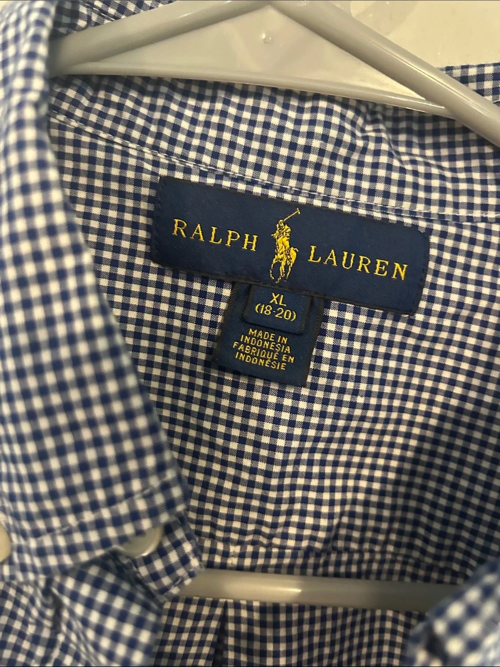 Ralph Lauren Navy and White Gingham Button-Down Shirt